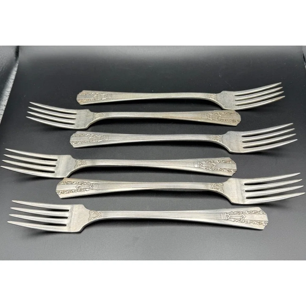Vintage Oneida Wm A Rogers Silverplate Grille Forks Avenue Pattern 1939 Set Of 6